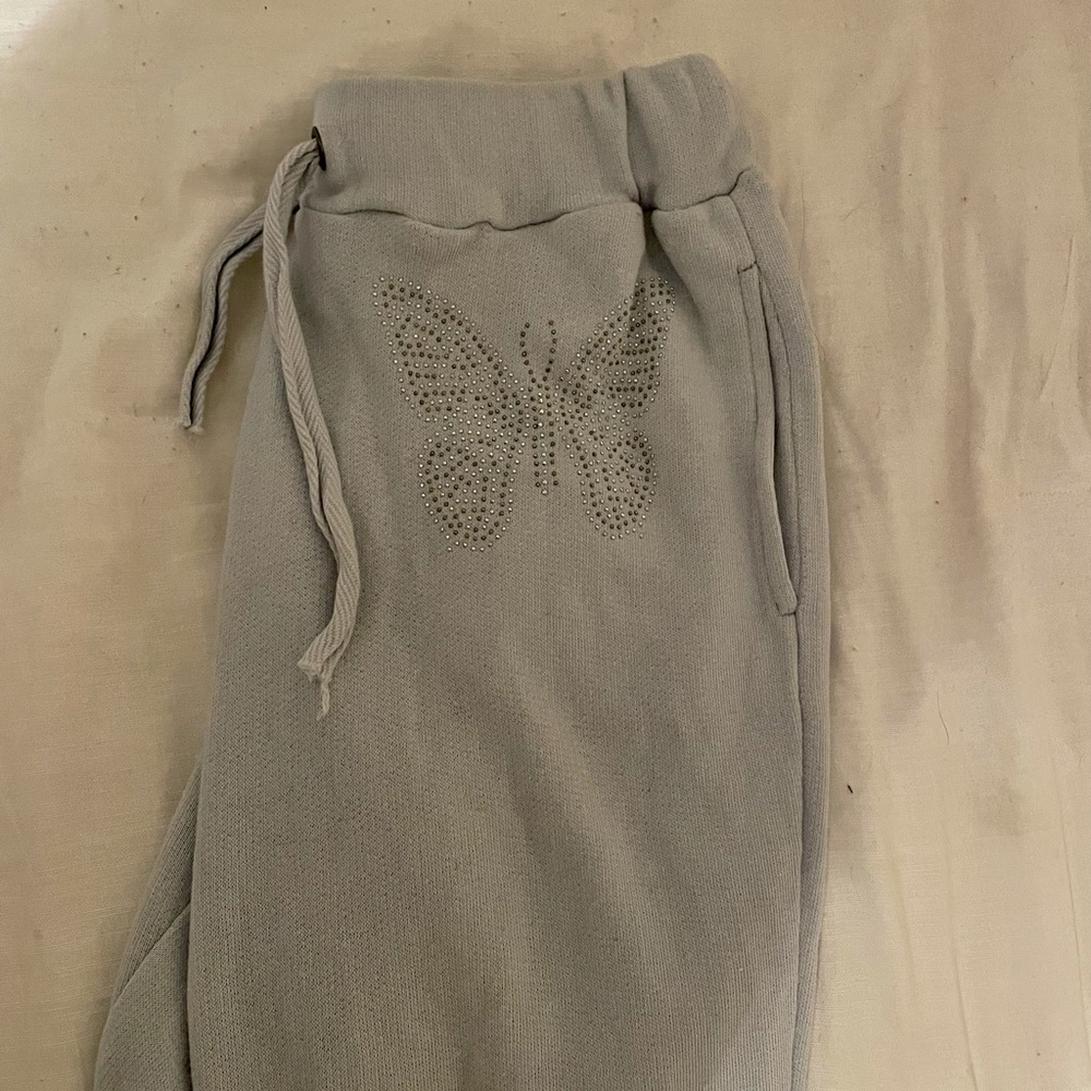 baby blue butterfly joggers